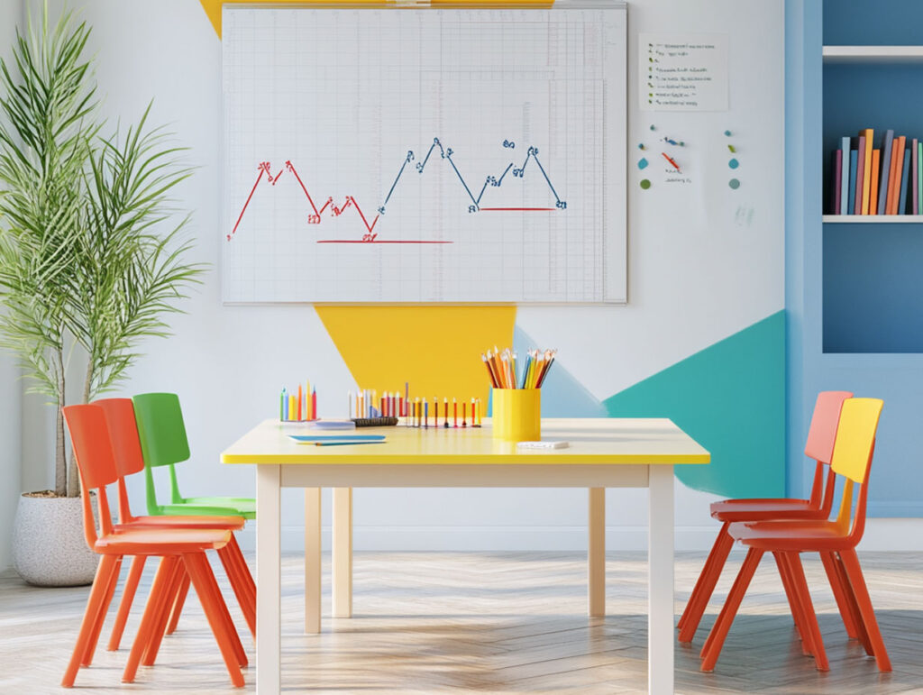 成績の伸びを示した2つの折れ線グラフ