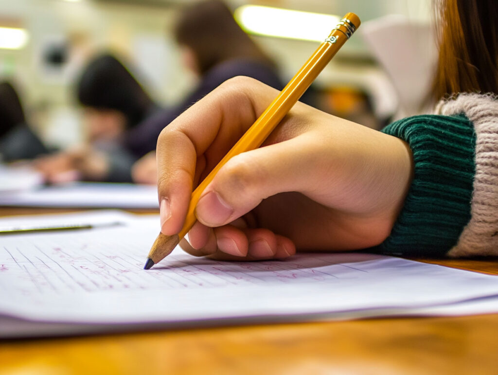 冬休みに勉強に取り組む学生