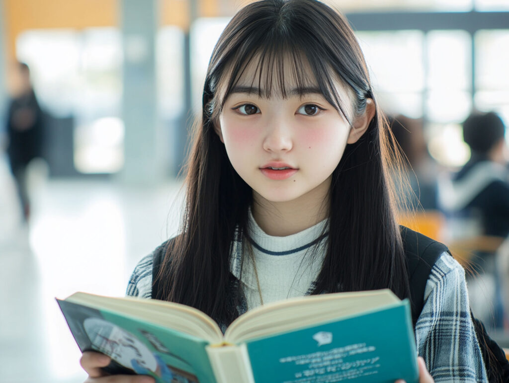 英語で話す女子学生