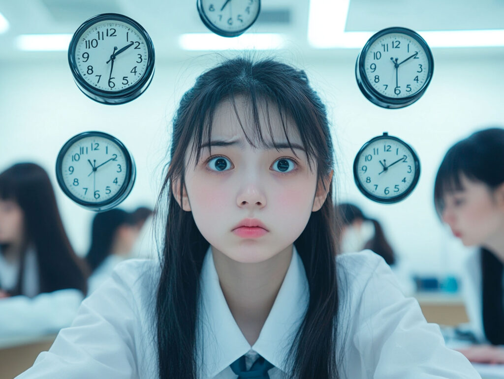 時間を増やして勉強する女子生徒