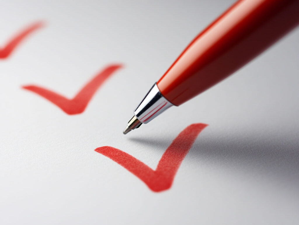 赤ペンでチェック