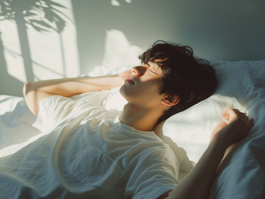 朝寝坊する高校生