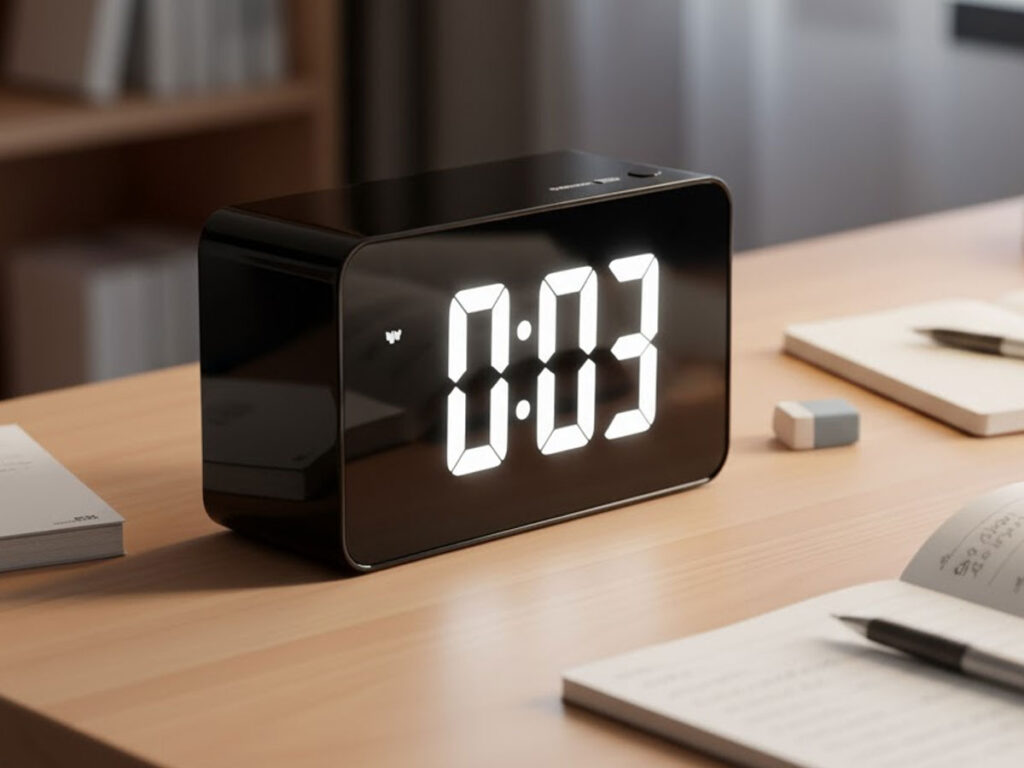 机の上に置かれた時計