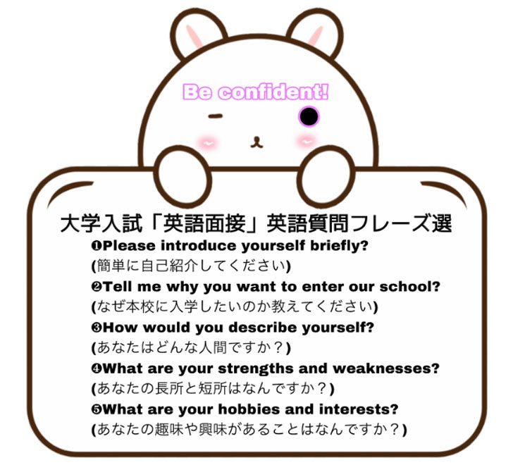 大学入試「英語面接」英語質問フレーズ集